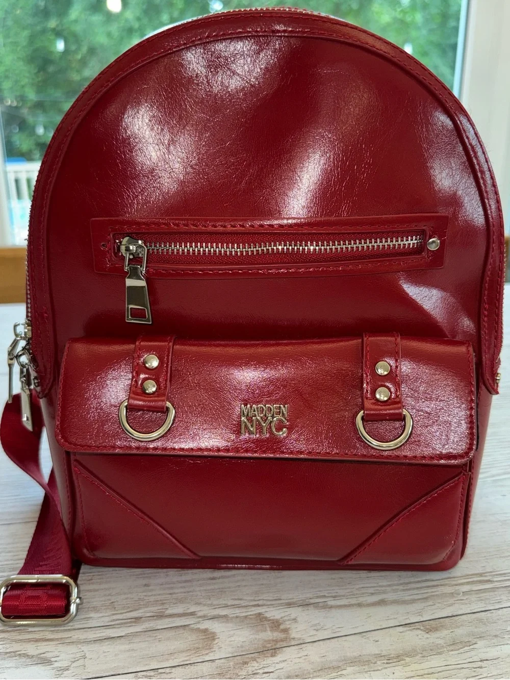 Steve Madden Shiny Red Mini Backpack
